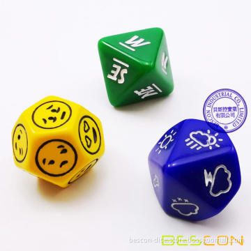 Bescon's Emotion, Weather and Direction Dice Set, 3 piece Proprietary Polyhedral RPG Dice Set in Blue, Green, Yellow